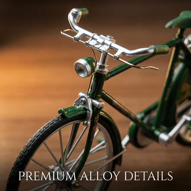 Vintage Bicycle Alloy Model Ornament, Retro Mini Bike Figurine, Home Tabletop Decor Unique Gift for Collectors