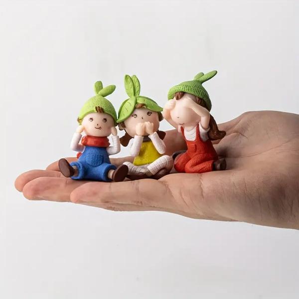 Resin Cute Fairy Figurine Set, 3pcs No See No Hear No Speak Mini Elf Statue, Desktop Tabletop Home Decor Ornament, Gift for Bedroom Shelf Decor