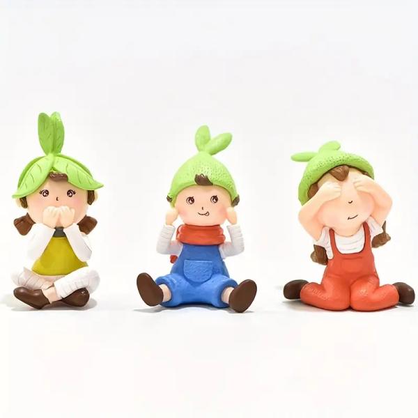 Resin Cute Fairy Figurine Set, 3pcs No See No Hear No Speak Mini Elf Statue, Desktop Tabletop Home Decor Ornament, Gift for Bedroom Shelf Decor