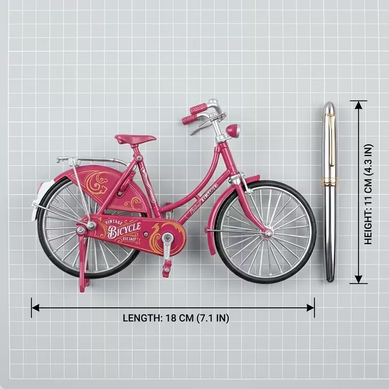 Vintage Bicycle Alloy Model Ornament, Retro Mini Bike Figurine, Home Tabletop Decor Unique Gift for Collectors