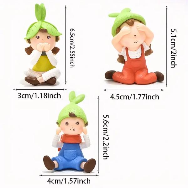 Resin Cute Fairy Figurine Set, 3pcs No See No Hear No Speak Mini Elf Statue, Desktop Tabletop Home Decor Ornament, Gift for Bedroom Shelf Decor