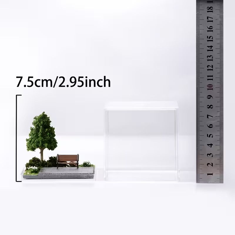 Miniature Park Scene Diorama in Acrylic Display Box, Handmade Micro Landscape Ornament, Desktop Decor Unique Gift for Him Her