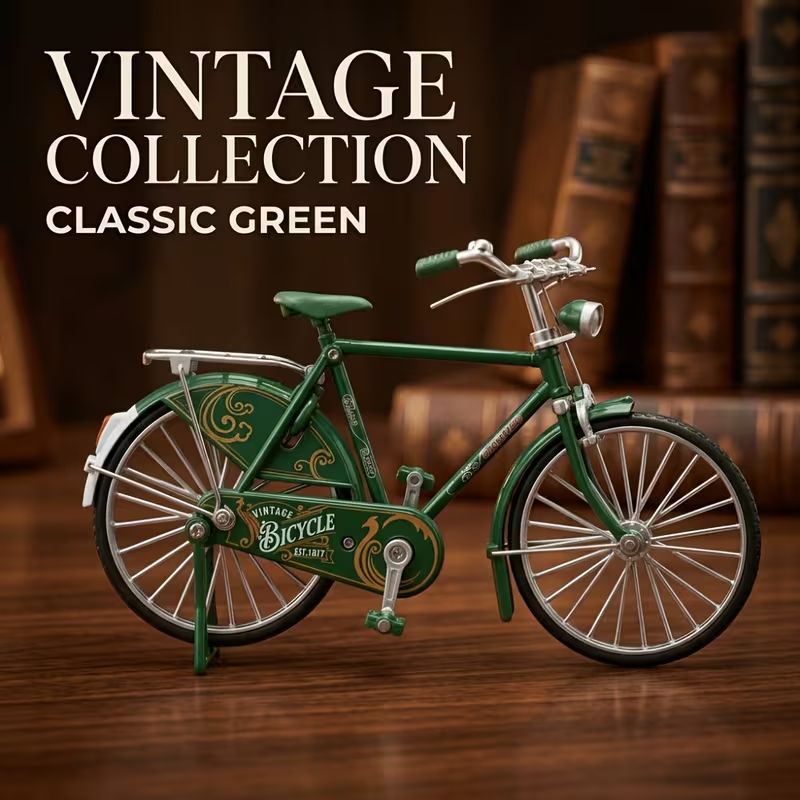 Vintage Bicycle Alloy Model Ornament, Retro Mini Bike Figurine, Home Tabletop Decor Unique Gift for Collectors