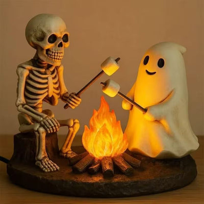 Skeleton Ghost Campfire LED Light Resin Tabletop Decor Figurine