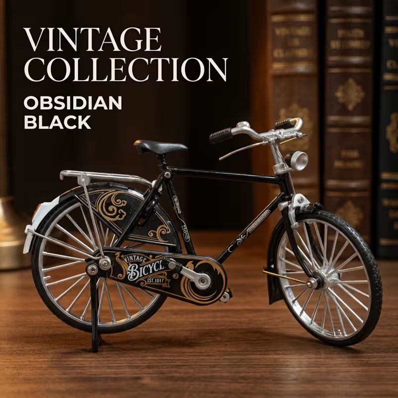 Vintage Bicycle Alloy Model Ornament, Retro Mini Bike Figurine, Home Tabletop Decor Unique Gift for Collectors
