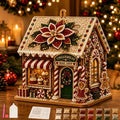 3D Christmas Diamond Painting House Kit, Santa Hot Cocoa Bar DIY Wooden Craft Kit, Tabletop Christmas Decor Ornament Gift
