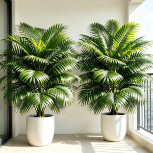 2PCS UV Resistant Artificial Areca Palm Trees, Large Faux Palm Plants for Indoor Outdoor Decor